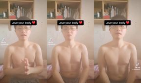 Asian twink stripped raw positivity gushing naked workout