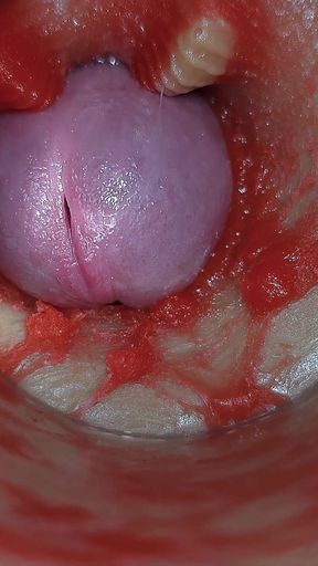 Camera Inside Deep Pussy Captures Very Huge Ejaculation of Sperm Asmr