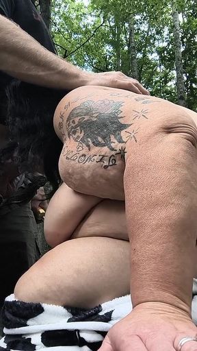 In the Fall Leaves He Bends This Fat Ho Over That Big Tree
