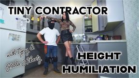 Tiny Contractor Height Humiliation - Stella Liberty and Tyny - tall woman short man, femdom, height domination, human furniture fetish, high heels - HD MP4