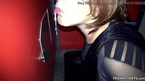 Sissy Crossdresser`s Gloryhole Cruise: Cumshots & Facial!