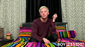 Solo twink Jax Marnell drills ass with toy and wanks cock
