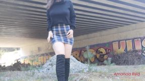 Amanda Red, a petite and cute brunette, explores her naughty side as she