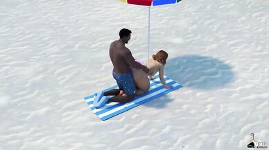 Cheating Milf Pawg Gets Choked by Hentai BBC Gangbang On Beach