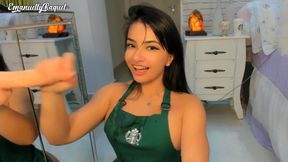 Roleplay Hot Latina Barista Emanuelly Raquel Cum Shower and Creampie
