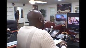 Thick ebony fucked on the table by boss