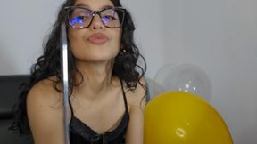 Marianna gives a pin kiss to all her balloons