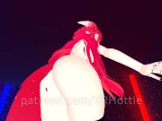 Red Head Neko in Black Booty Shorts Strips Down Thigh High Hentai Choker Tail Play POV Lap Dance