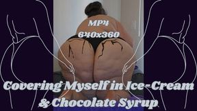 SSBBW Rachel Covers Her Body in Ice-Cream and Syrup MP4 640x360