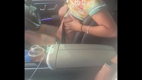 Ebony pornstar blows BBC in public car