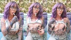 Smoking & playing with nipple clamps