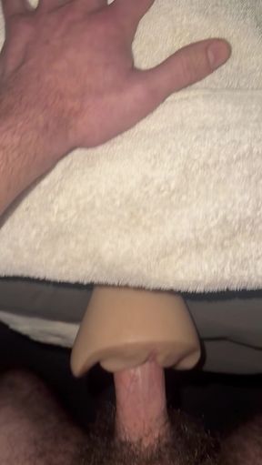 Fucking fleshlight until I shoot a fat rope of cum handsfree