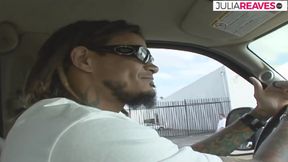 Blonde babe bends over as a huge black cock thrust her pussy from behind