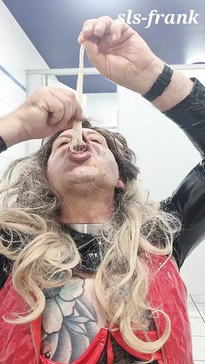 sls-frank plays with condom in the cinema toilet