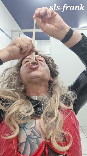 sls-frank plays with condom in the cinema toilet