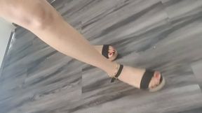 Beautiful feet in platform heels walking and modeling them (8)