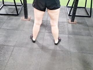 Gym Workout POV Ebony Ankle Socks Squats And Thrusts Foot Focus