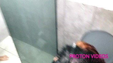 Backstage shower with two ebony girls