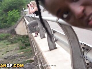 Super Constricted Ebony Snatch Pounded POV By Big White Penis Boyfriend Outdoors