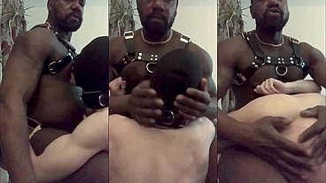 Interracial BDSM Session: White Lad Dominated by Black Dad