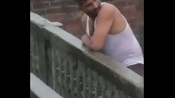 Desi uncle masturbating his monster cock at roof