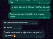 Chat de WhatsApp con mi padrastro caliente, término en su cuarto follando duro 🔥💦😈