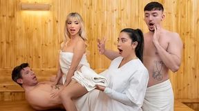 Tattooed Blonde Receives Anal While Performing Oral
