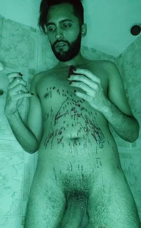 Hot candle wax play in the shower. Wanna play with me?