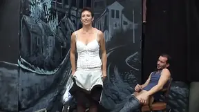 Fat cougar with short hair spreads her legs for a fat cock