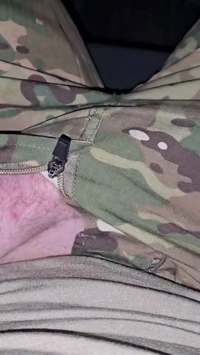 Muscular German Soldier Sneaks into Car at Night to Jerk Off - PhantomGentX   Clip 1