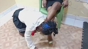 Strict sexy teacher dominates female student in a wrestling match and makes her to sniff and lick her feet.