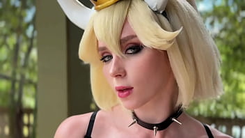 Sex Machine Fucks Pretty Bowsette from the Super Mario till Powerful Orgasms