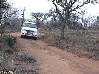 Afro outdoor safari screw fuckfest