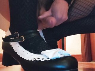 Cute femboy cum on cute shoes