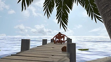 Sex on a dock in a Caribbean Beach - 3D Porn