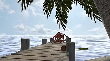 Sex on a dock in a Caribbean Beach - 3D Porn