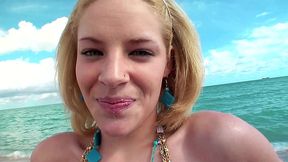 ally ann deep throats then rides big cock to facial