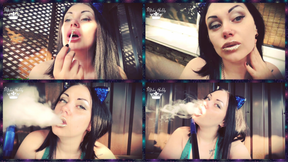 Shiny Glittery Lips Smoking Hookah Outdoor