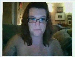 Busty brunette housewife from Texas shows me her big rack on Skype