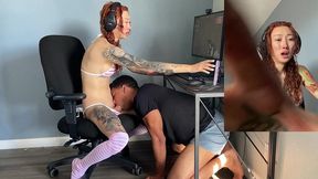 stunning asian trans girlfriend billie beaumont gets blowjob while gaming