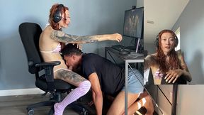 stunning asian trans girlfriend billie beaumont gets blowjob while gaming