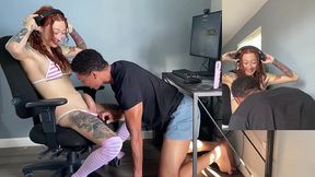 stunning asian trans girlfriend billie beaumont gets blowjob while gaming