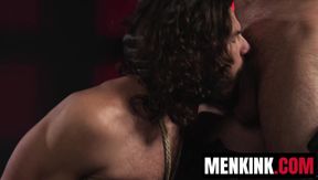 Bald top Cliff Jensen fucking in harsh BDSM submissive Vander Pulaski