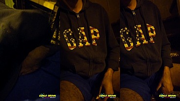 Young Latino Jerking His Big Uncut Cock In Public Through His Sport Pants