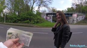 Pretty Slim Brunette Katy Rose Pleases a Stranger With Wild Sex Under The Bridge To Make Money