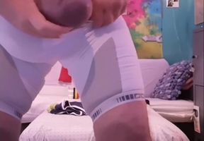 Bed time stories in nylon bulging plus naked showoff