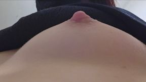 Ana Liz rubs her nipples with the brush...