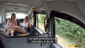 Real outdoor rough sex threesome with British MILFS