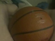 Jacking off with basketball and Nike elite socks