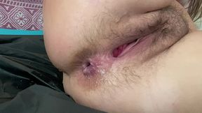 Fisting in Pussy and Big Cock in Anal Squirt Orgasm. Amateur Anal Hairy Pussy Orgasms From a Dick in Her Ass.